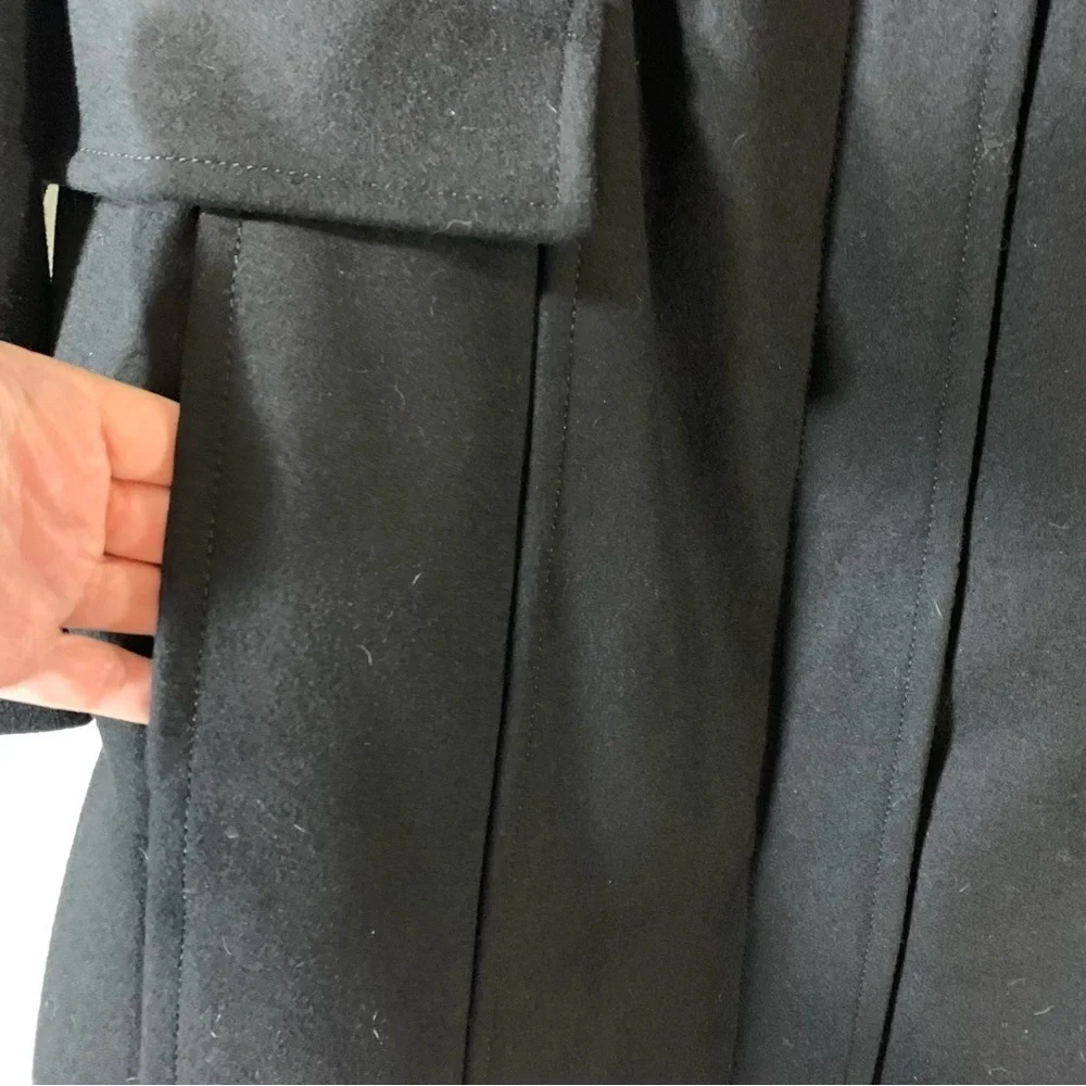 Calvin Klein Black Wool Blend Pea Coat - Picture 2 of 16